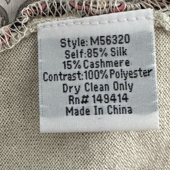 Johnny Was Elodie Silk Cashmere Scarf Front Blouse Sweater Sz S Pullover - Picture 4 of 4